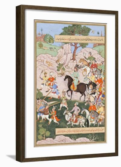 Toda Mongke and His Mongol Horde, Folio from a Chingiznama (History of Genghis Khan)-null-Framed Art Print