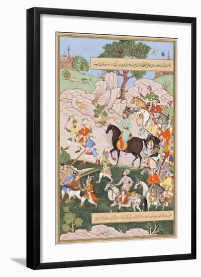 Toda Mongke and His Mongol Horde, Folio from a Chingiznama (History of Genghis Khan)-null-Framed Art Print