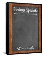 Today Specials - White Chalk Menu Sign on a Vintage Slate Blackboard-PixelsAway-Framed Stretched Canvas