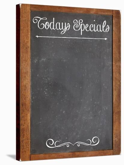 Today Specials - White Chalk Menu Sign on a Vintage Slate Blackboard-PixelsAway-Stretched Canvas