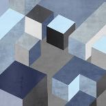 Cubic in Blue I-Todd Simmions-Mounted Art Print