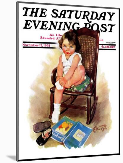 "Toddler in Rocker," Saturday Evening Post Cover, November 12, 1932-Ellen Pyle-Mounted Giclee Print