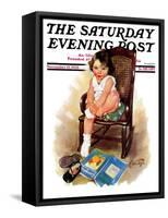 "Toddler in Rocker," Saturday Evening Post Cover, November 12, 1932-Ellen Pyle-Framed Stretched Canvas