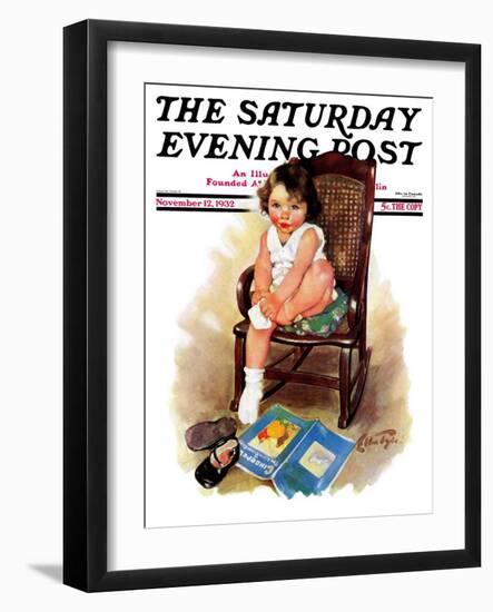 "Toddler in Rocker," Saturday Evening Post Cover, November 12, 1932-Ellen Pyle-Framed Giclee Print