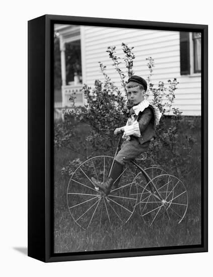 Toddler on a Period Tricycle, Ca. 1895-null-Framed Stretched Canvas