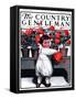 "Toddler Watering Geraniums," Country Gentleman Cover, June 28, 1924-Katherine R. Wireman-Framed Stretched Canvas
