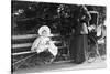 Toddler with Nanny or Mother on a Park Bench, Ca. 1900-null-Stretched Canvas