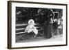 Toddler with Nanny or Mother on a Park Bench, Ca. 1900-null-Framed Photographic Print