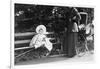 Toddler with Nanny or Mother on a Park Bench, Ca. 1900-null-Framed Photographic Print