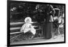 Toddler with Nanny or Mother on a Park Bench, Ca. 1900-null-Framed Photographic Print