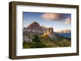 Tofane and Cinque Torri group at sunset,Cortina d'Ampezzo,Belluno district,Veneto,Italy,Europe-ClickAlps-Framed Photographic Print