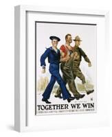 Together We Win Poster-James Montgomery Flagg-Framed Giclee Print