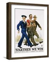 Together We Win Poster-James Montgomery Flagg-Framed Giclee Print