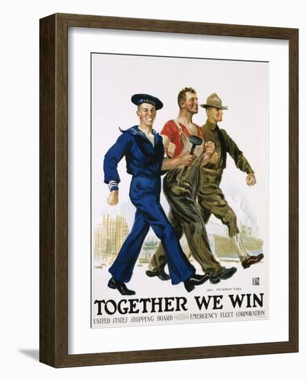 Together We Win Poster-James Montgomery Flagg-Framed Giclee Print