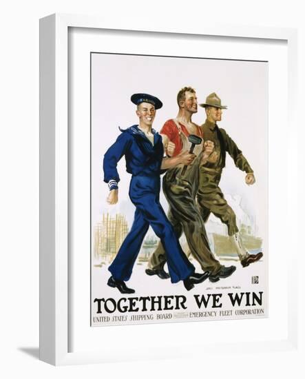 Together We Win Poster-James Montgomery Flagg-Framed Giclee Print