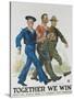 Together We Win Poster-James Montgomery Flagg-Stretched Canvas