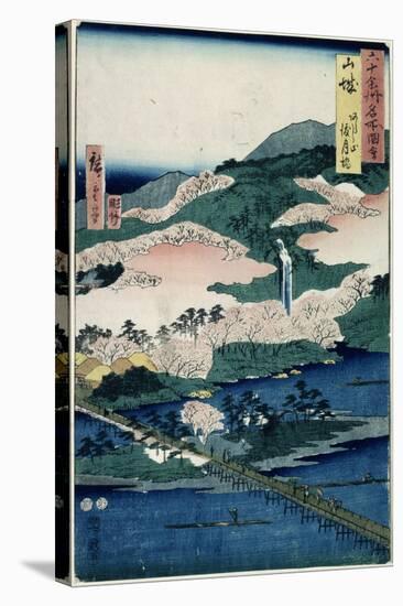 Togetsu Bridge and Mount Arashiyama, Yamashiro Province from 'Famous Places of the Sixty…-Ando Hiroshige-Stretched Canvas