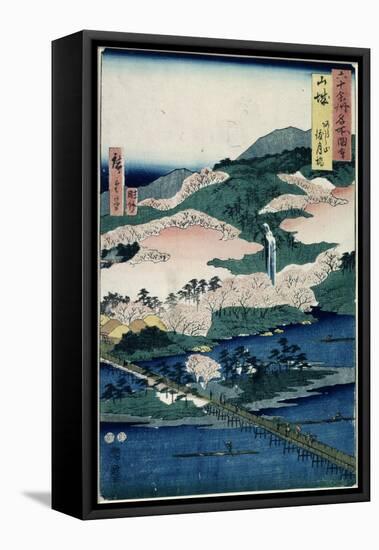 Togetsu Bridge and Mount Arashiyama, Yamashiro Province from 'Famous Places of the Sixty…-Ando Hiroshige-Framed Stretched Canvas