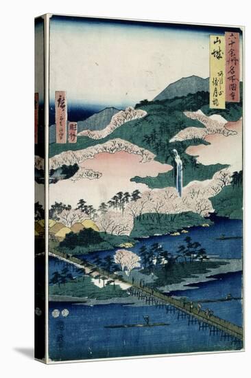 Togetsu Bridge and Mount Arashiyama, Yamashiro Province from 'Famous Places of the Sixty…-Ando Hiroshige-Stretched Canvas