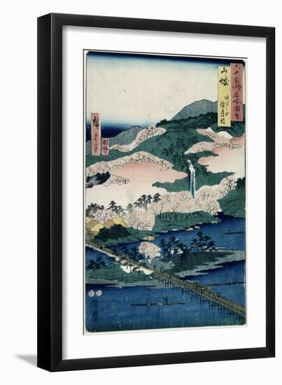 Togetsu Bridge and Mount Arashiyama, Yamashiro Province from 'Famous Places of the Sixty…-Ando Hiroshige-Framed Giclee Print