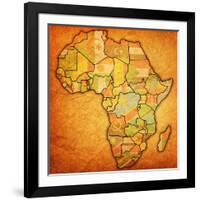 Togo on Actual Map of Africa-michal812-Framed Art Print