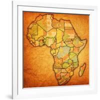 Togo on Actual Map of Africa-michal812-Framed Art Print