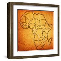 Togo on Actual Map of Africa-michal812-Framed Art Print