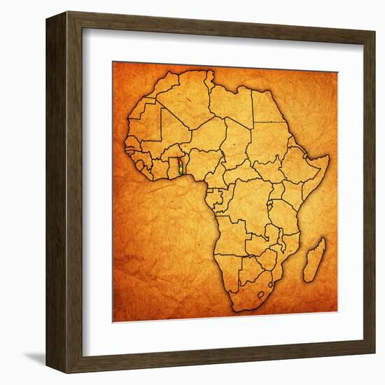 Togo on Actual Map of Africa-michal812-Framed Art Print