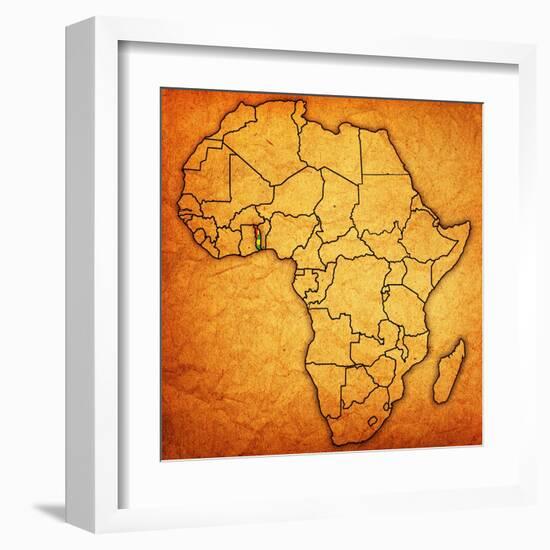 Togo on Actual Map of Africa-michal812-Framed Art Print