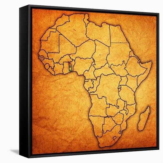 Togo on Actual Map of Africa-michal812-Framed Stretched Canvas