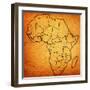 Togo on Actual Map of Africa-michal812-Framed Art Print