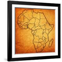 Togo on Actual Map of Africa-michal812-Framed Art Print