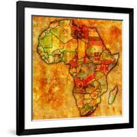 Togo on Actual Map of Africa-michal812-Framed Art Print