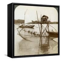 Toiler of the Sea, with His Curious Fishing Net, Bay of Matsushima, Japan, 1904-Underwood & Underwood-Framed Stretched Canvas