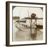 Toiler of the Sea, with His Curious Fishing Net, Bay of Matsushima, Japan, 1904-Underwood & Underwood-Framed Photographic Print