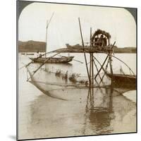 Toiler of the Sea, with His Curious Fishing Net, Bay of Matsushima, Japan, 1904-Underwood & Underwood-Mounted Photographic Print