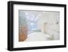 Toilet and Jacuzzi in Spacious White Bathroom with Tiles with Poppies.-Paha_L-Framed Photographic Print