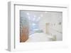 Toilet and Jacuzzi in Spacious White Bathroom with Tiles with Poppies.-Paha_L-Framed Photographic Print