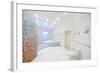 Toilet and Jacuzzi in Spacious White Bathroom with Tiles with Poppies.-Paha_L-Framed Photographic Print