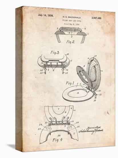 Toilet Seat Patent-Cole Borders-Stretched Canvas