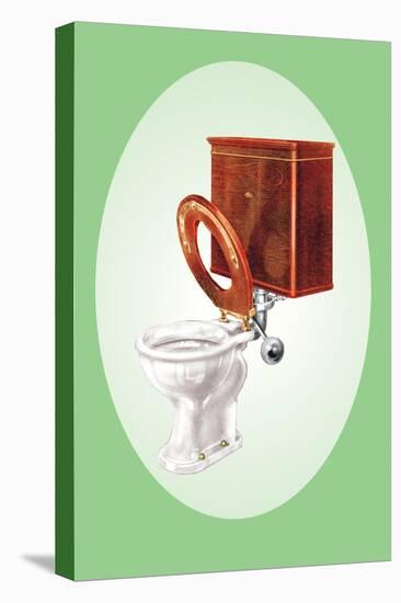 Toilet with Wooden Back-null-Stretched Canvas