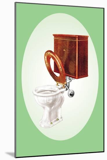 Toilet with Wooden Back-null-Mounted Art Print
