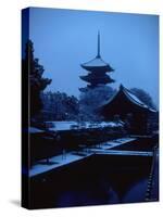 Toji Pagoda in Snow-null-Stretched Canvas