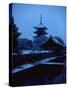 Toji Pagoda in Snow-null-Stretched Canvas