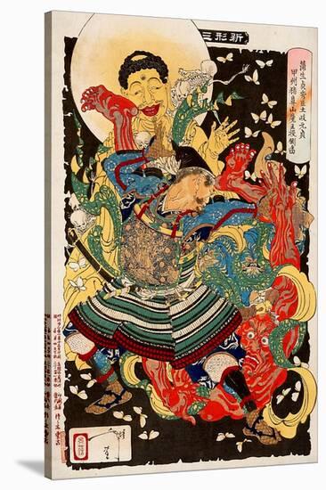 Toki Motosada, Hurling a Demon King, Thirty-Six Transformations-Yoshitoshi Tsukioka-Stretched Canvas