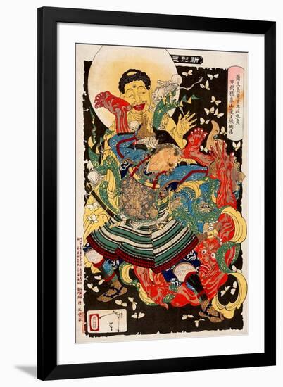 Toki Motosada, Hurling a Demon King, Thirty-Six Transformations-Yoshitoshi Tsukioka-Framed Giclee Print