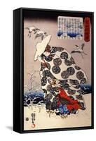 Tokiwa Gozen with Her Three Children in the Snow-Kuniyoshi Utagawa-Framed Stretched Canvas