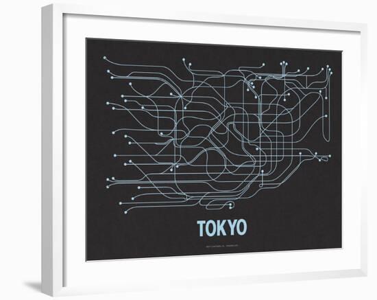 Tokyo (Black Licorice & Light Blue)-LinePosters-Framed Serigraph