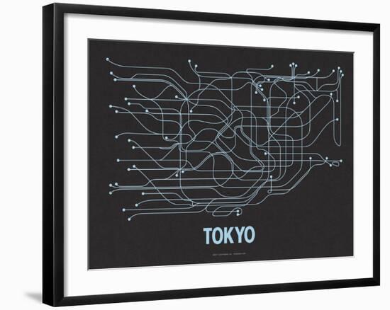 Tokyo (Black Licorice & Light Blue)-LinePosters-Framed Serigraph