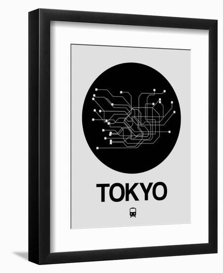 Tokyo Black Subway Map-NaxArt-Framed Art Print